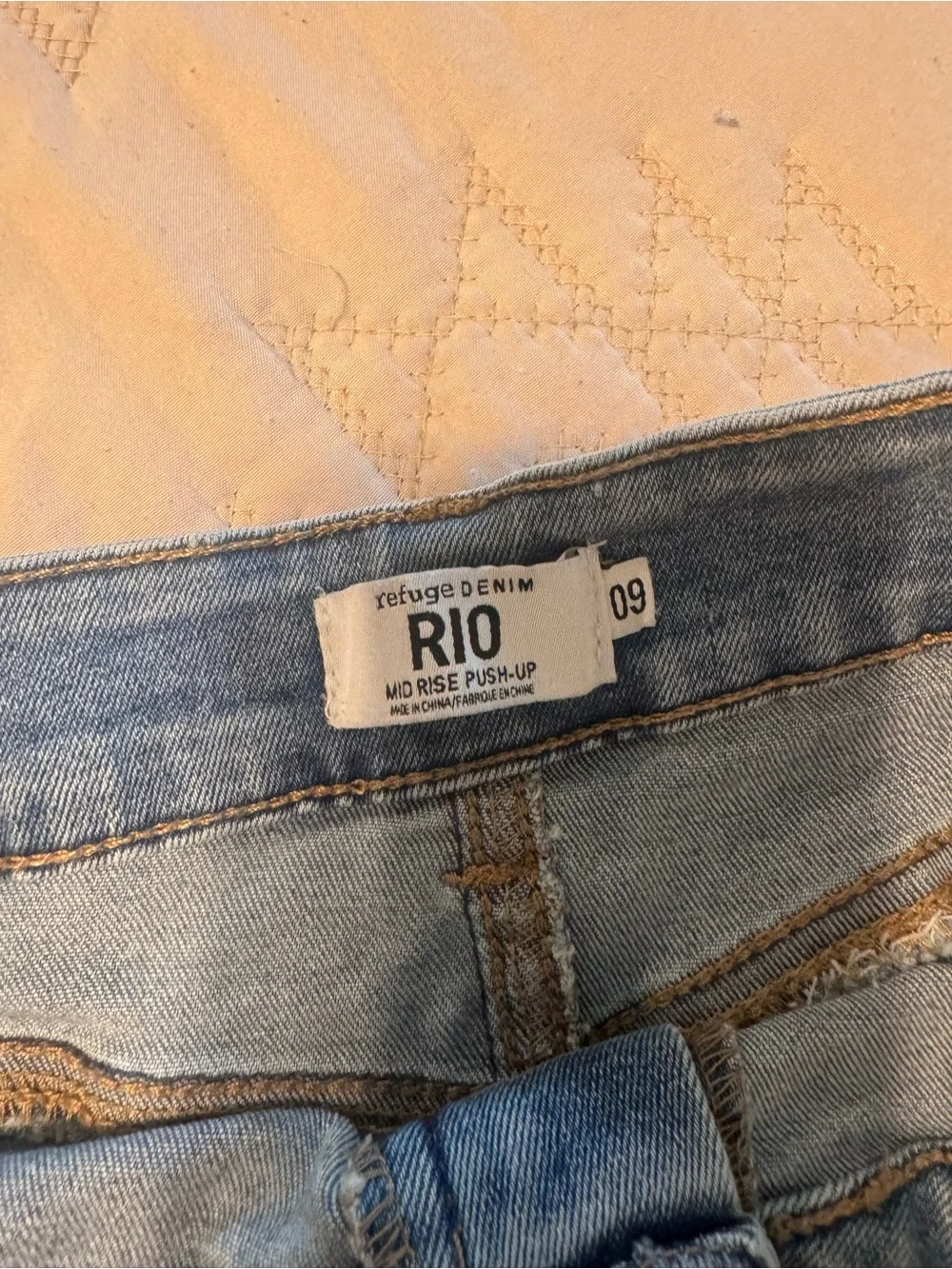 refuge Distressed Light Blue Rolled-Hem Denim Shorts